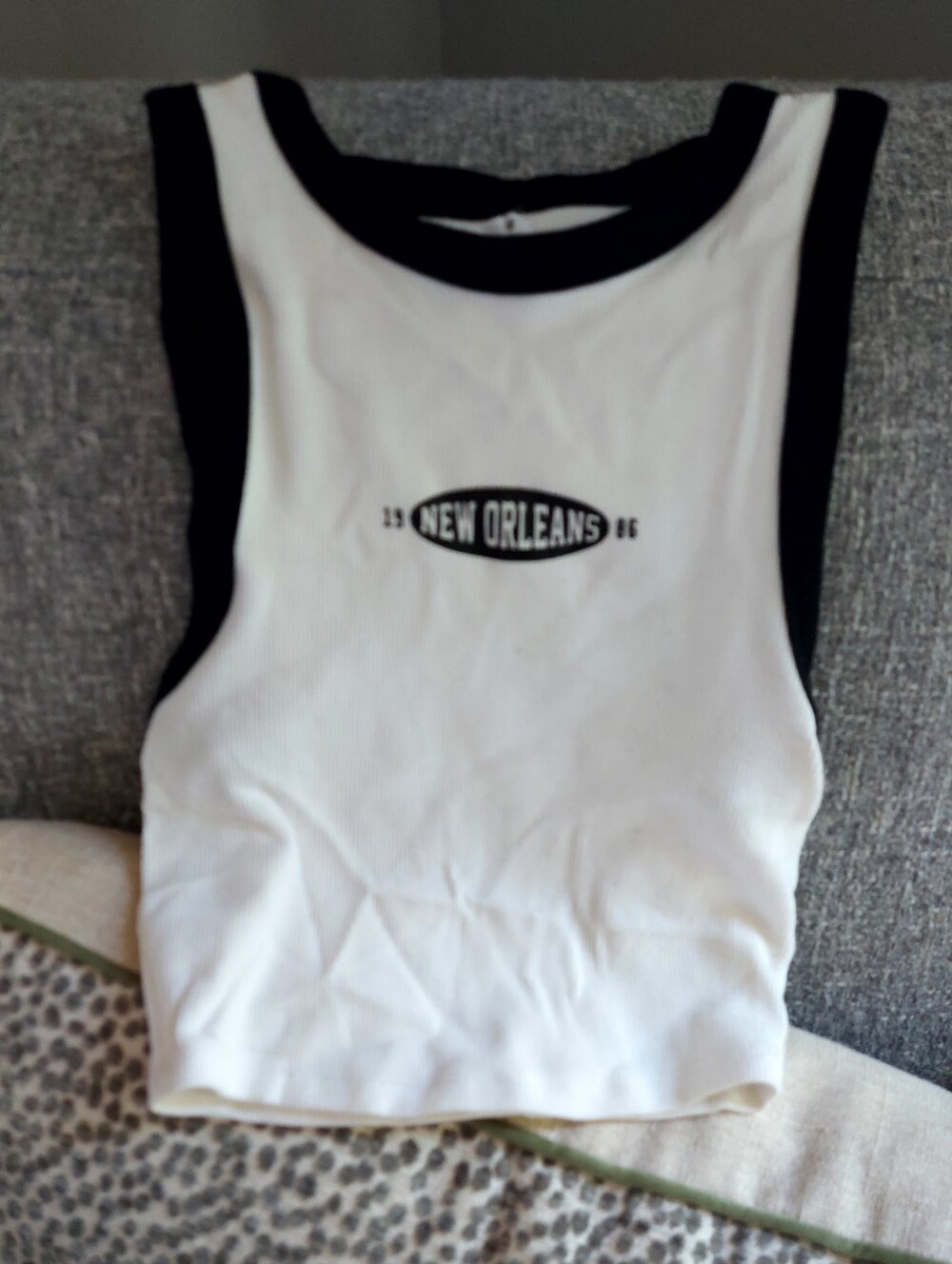 Garage White & Black Sleeveless Tank Top with New Orleans Logo